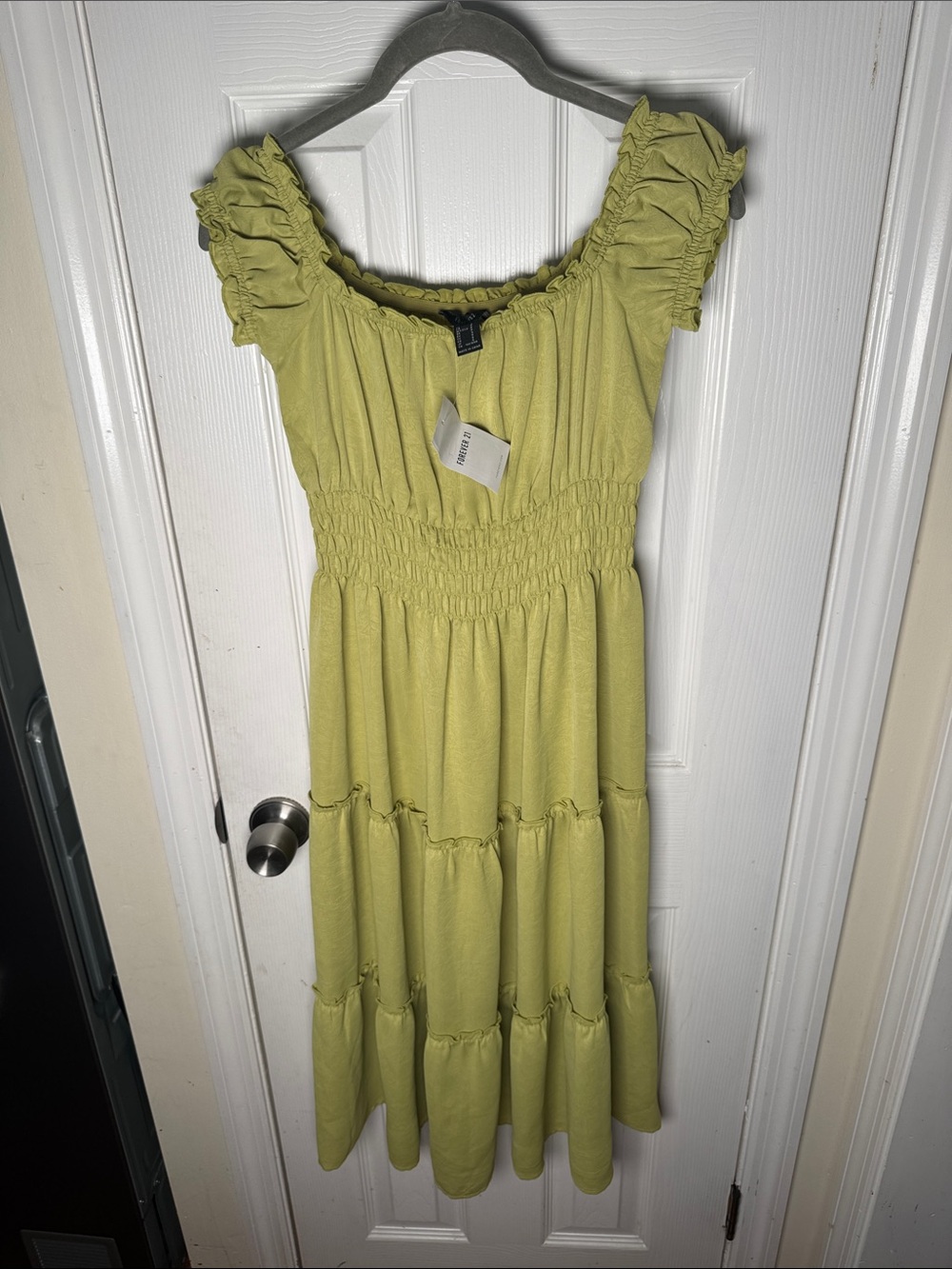Forever 21 Summer Green Smocked Tiered Dress